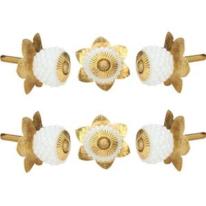 SOLD (2) Sets Crystal White and Gold Floral Drawer Knobs